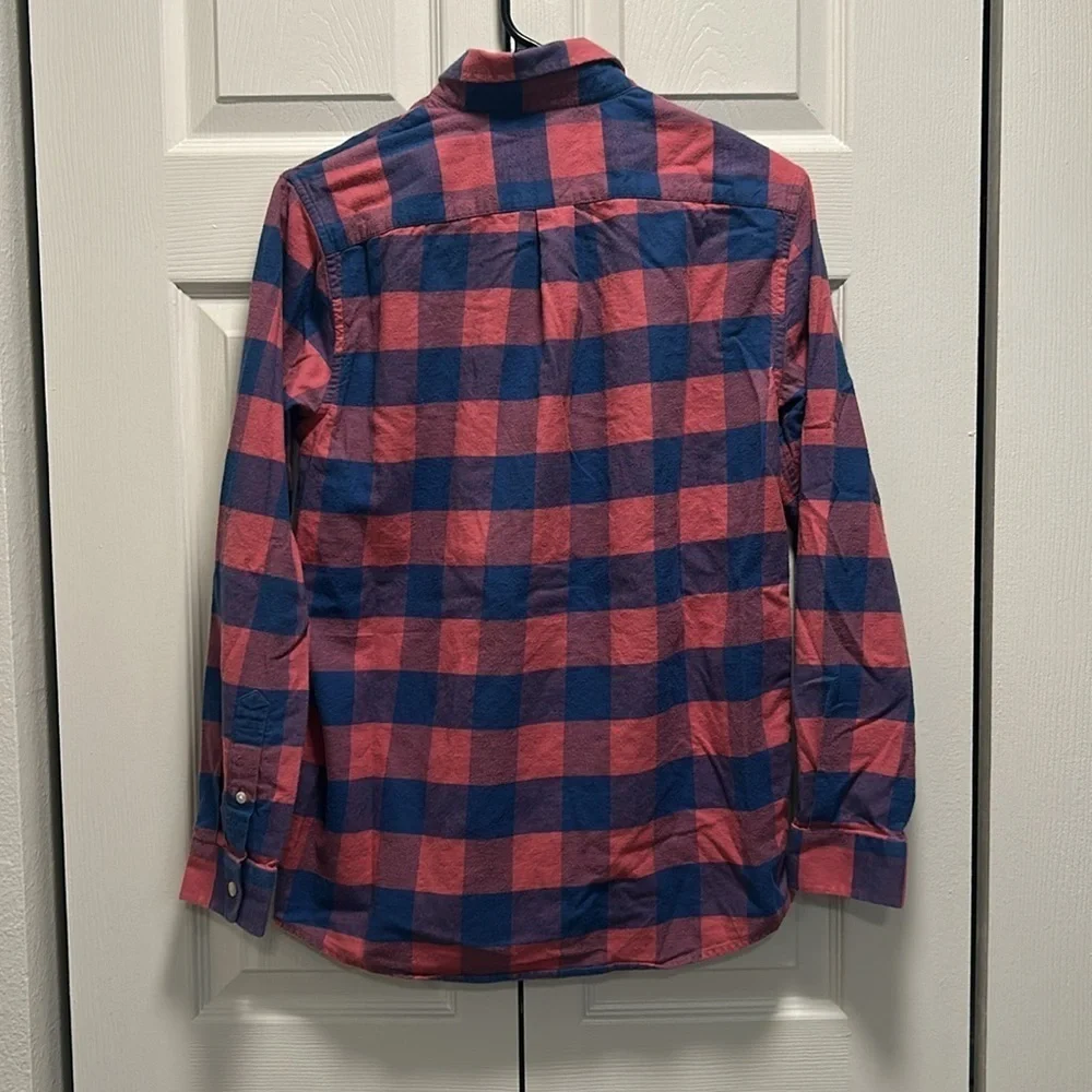 Vineyard Vines Boys Pink and Blue Checkered 100% Cotton Flannel Button Down XL - Picture 2 of 4